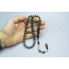 Oltu Stone and Green Galalith Double Fountain Engraved Prayer Beads
