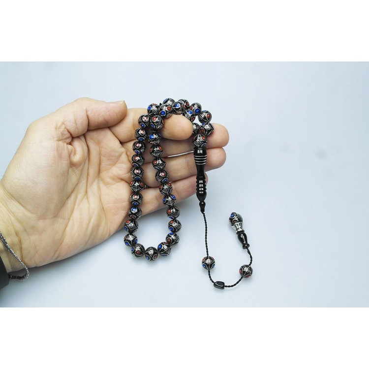 Oltu Stone Two-Color Watermelon Drop Beaded Prayer Beads