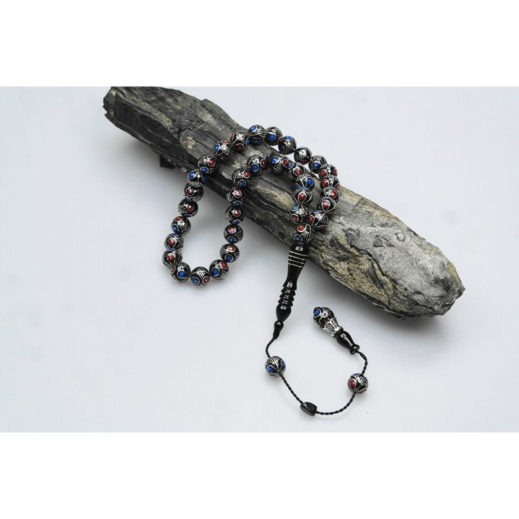 Oltu Stone Two-Color Watermelon Drop Beaded Prayer Beads