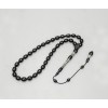 Oltu Stone Square Diamond Patterned Imame Silver Engraved Plain Prayer Beads
