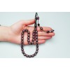 Oltu Stone and Galalith Double Fountain Engraved Rosary