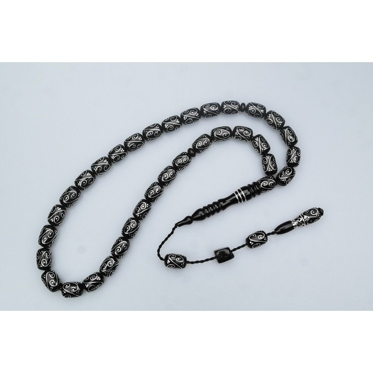 Oltu Stone Ram's Head Model Prayer Beads