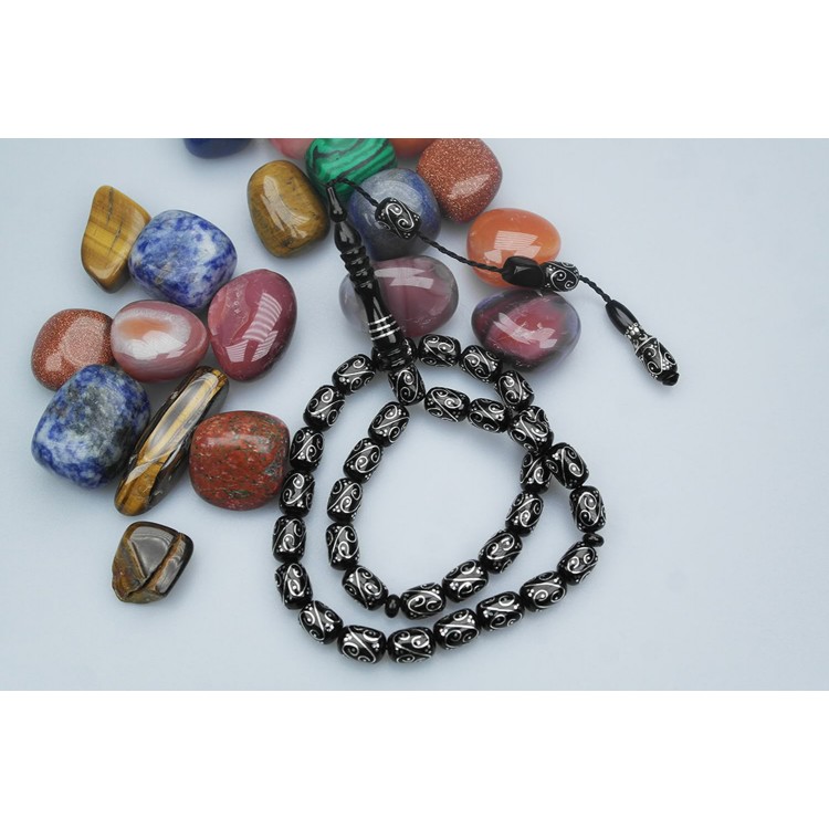 Oltu Stone Ram's Head Model Prayer Beads