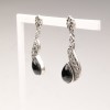Marcasite Stone Silver Drop Oltu Stone Earrings