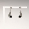 Marcasite Stone Silver Drop Oltu Stone Earrings