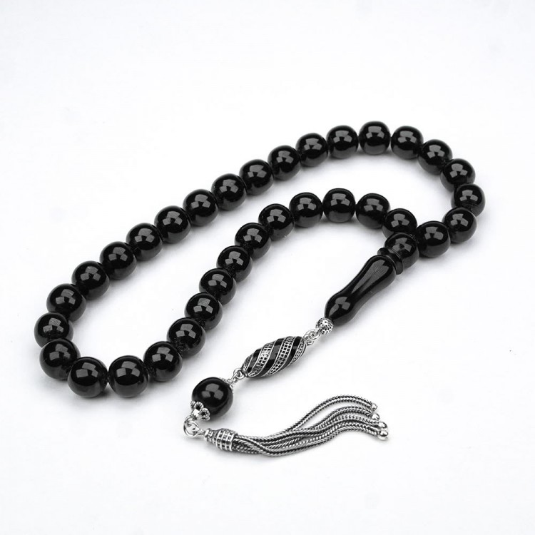 Oltu Stone Medium Size Plain Sphere Prayer Beads