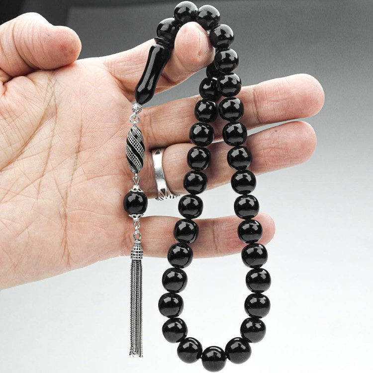 Oltu Stone Medium Size Plain Sphere Prayer Beads