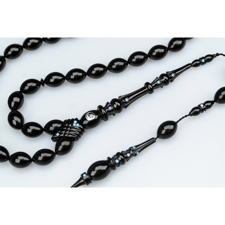 Oltu Taşı Özel Seri   İmame Oyma Mızrak  İşçilikli Tespih