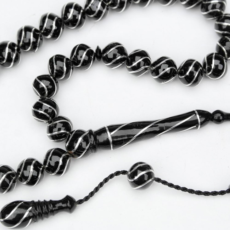 Oltu Stone Sphere Cut Fountain Nightingale Engraved Prayer Beads Oltu Stone Sphere Cut Fountain Nightingale Engraved Prayer Beads