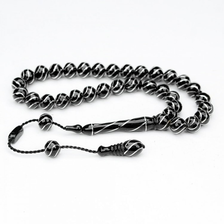 Oltu Stone Sphere Cut Fountain Nightingale Engraved Prayer Beads Oltu Stone Sphere Cut Fountain Nightingale Engraved Prayer Beads