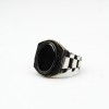 Silver Model Men's Ring with Cord Patterned Opsidian Stone