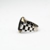 Silver Model Men's Ring with Cord Patterned Opsidian Stone