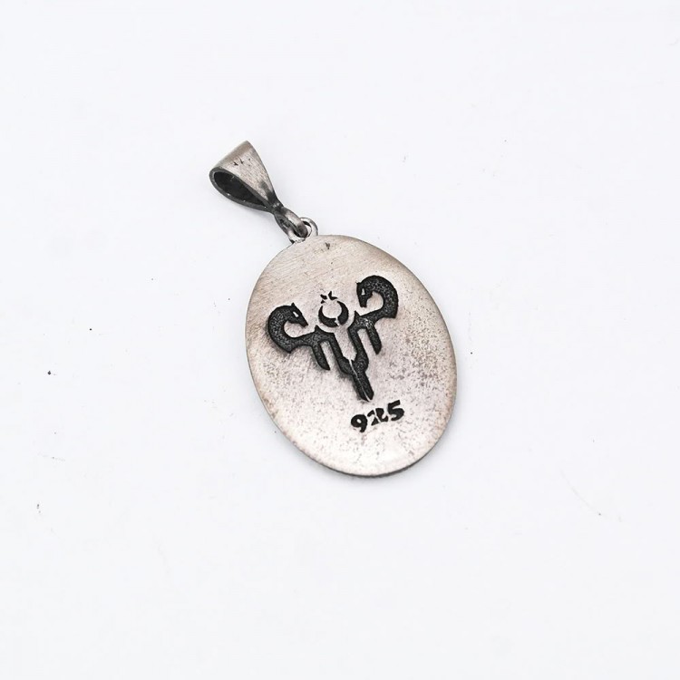 Çift Başlı Kartal  İki Yüzü Desenli  Gümüş Model Erkek Kolye