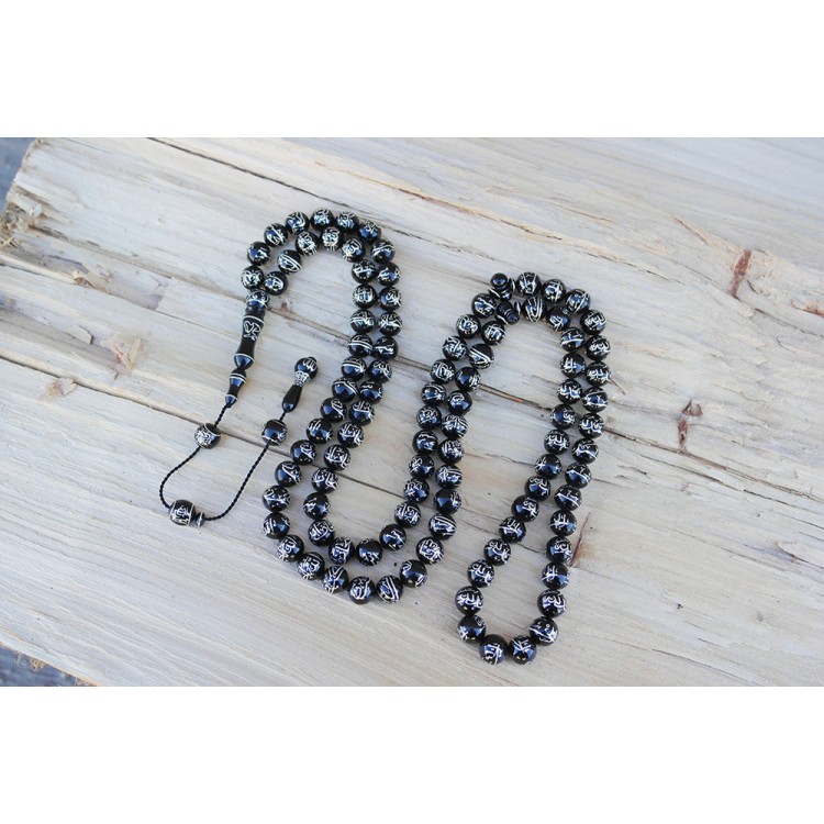 Oltu Taşı ESMAÜL HÜSNA  Arapça El İşçiliği  Namaz Tespihi