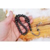 Oltu Stone Sphere Model Circled Spiral Engraved Prayer Beads