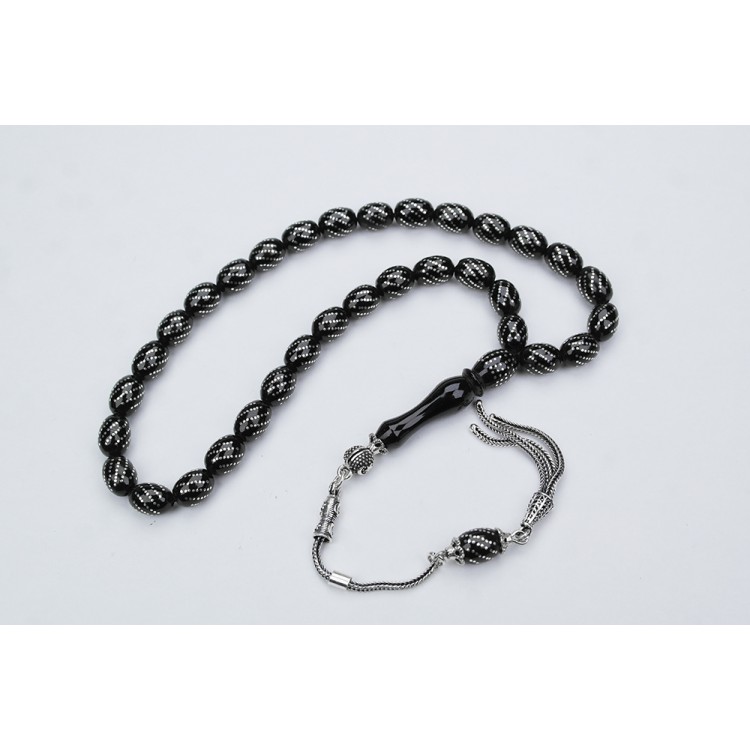 Oltu Taşı Beyzi Model Burgu  İşlemeli Tespih