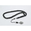 Oltu Stone Cut Model Single Zigzag Quadruple Diamond Embroidered Prayer Beads