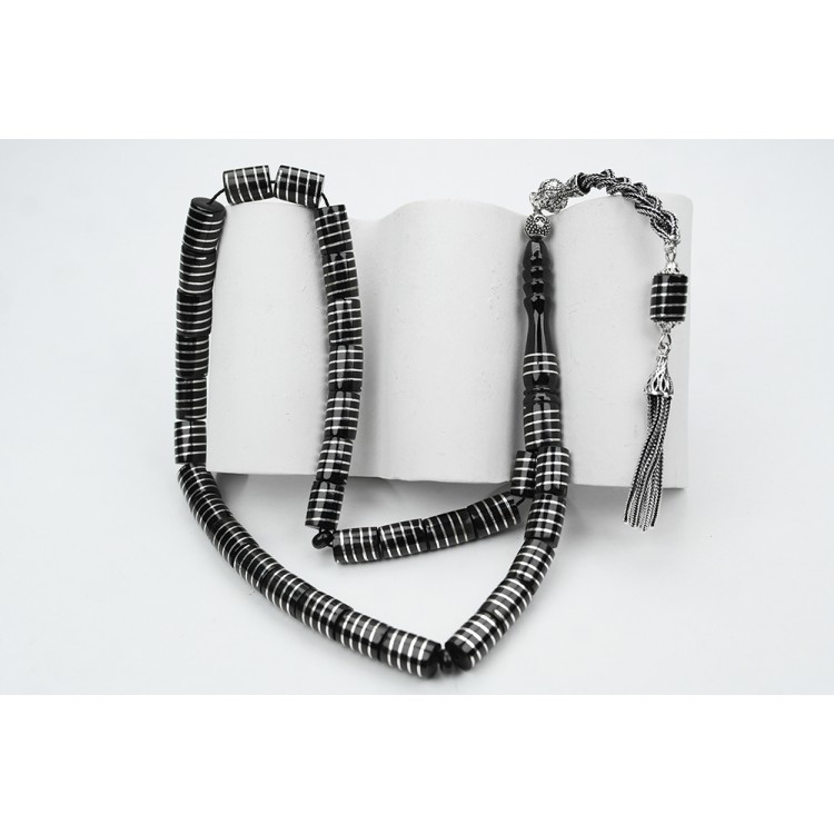 Oltu Taşı Kesme Model  Burgu Vida İşlemeli Tespih