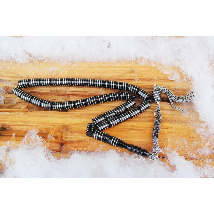 Oltu Taşı Kesme Model  Burgu Vida İşlemeli Tespih