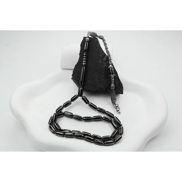 Oltu Taşı Kapsül Altılı Karpuz İşlemeli Özel Tasarım İmameli Tespih