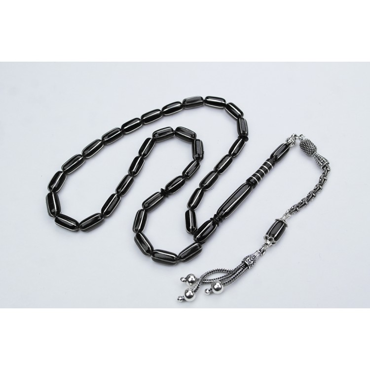 Oltu Taşı Kapsül Altılı Karpuz İşlemeli Özel Tasarım İmameli Tespih