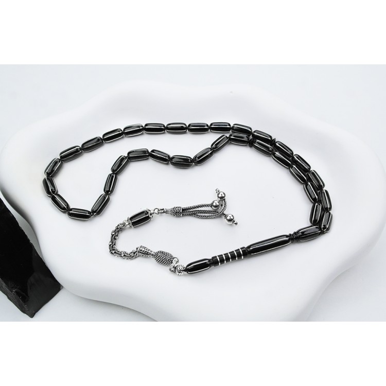 Oltu Taşı Kapsül Altılı Karpuz İşlemeli Özel Tasarım İmameli Tespih