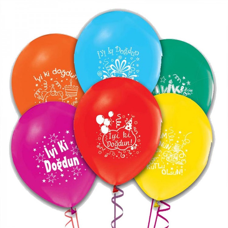 12 Inc 100 Adet İyiki Doğdun Yazılı Balon