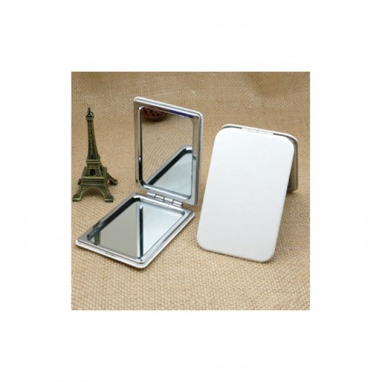 White Magnifying Pocket Mirror Rectangular