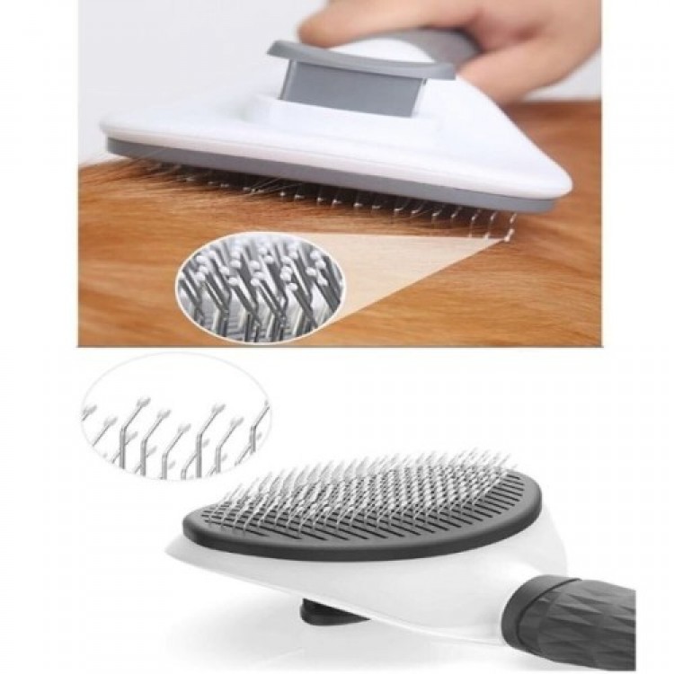 Automatic Cleaning Pet Comb Gray