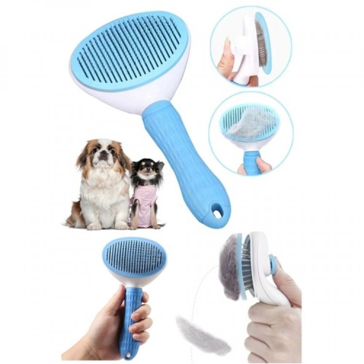 Automatic Cleaning Pet Comb Blue
