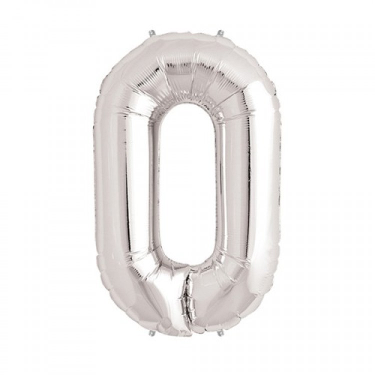 Silver Color Foil Number Balloon 1 Meter