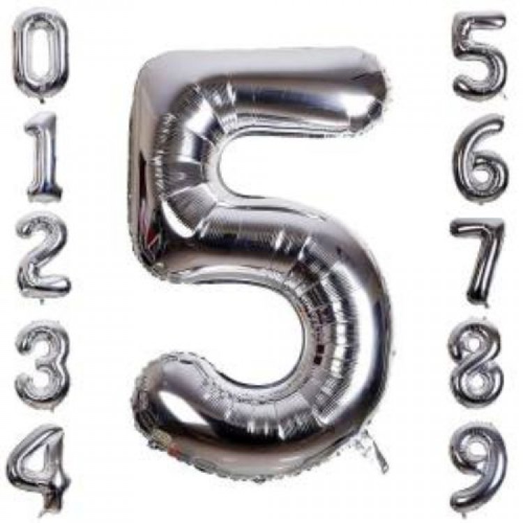 Silver Color Foil Number Balloon 1 Meter