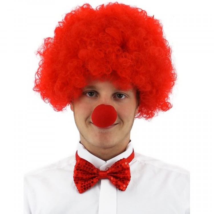Red Curly Afro Clown Set