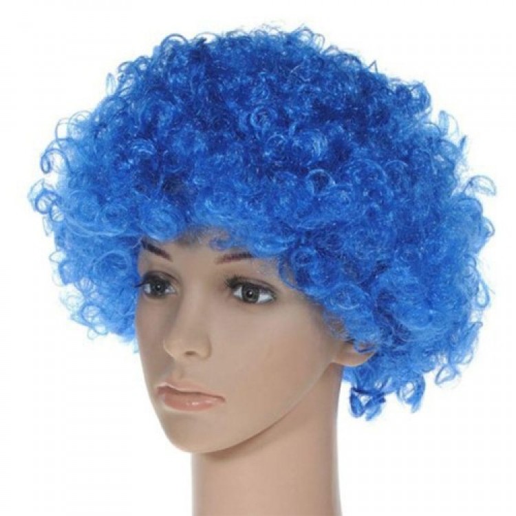 Blue Color Curly Wig
