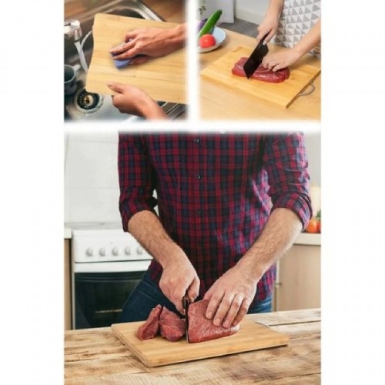 Bamboo Cutting Board with Metal Handle