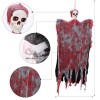LED-Lit Laughing Sound Sensor Creepy Skull Bloody Horror Ghost Fringed Decor 90x50 cm