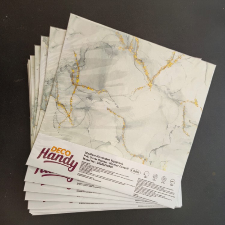 DecoHandy Pvc Yer Karosu 30x30cm 4'lü Paket - Mermer Desenli Beyaz 0,36m2 DecoHandy Pvc Yer Karosu 30x30cm 4'lü Paket - Mermer Desenli Beyaz 0,36m2