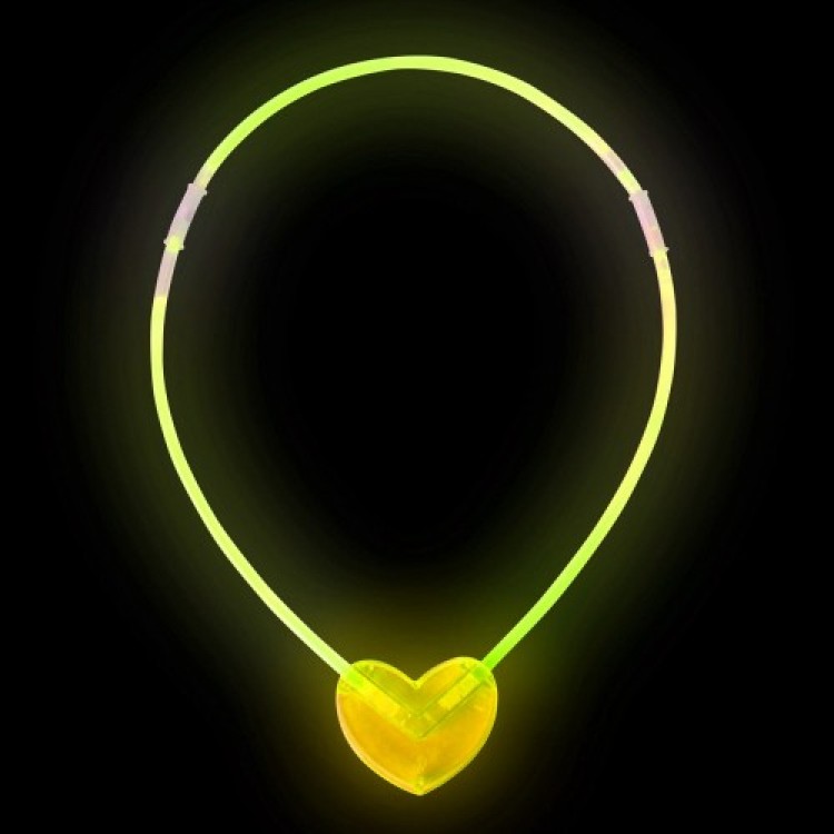 Glow-in-the-Dark Heart-Shaped Necklace, 6 Pieces