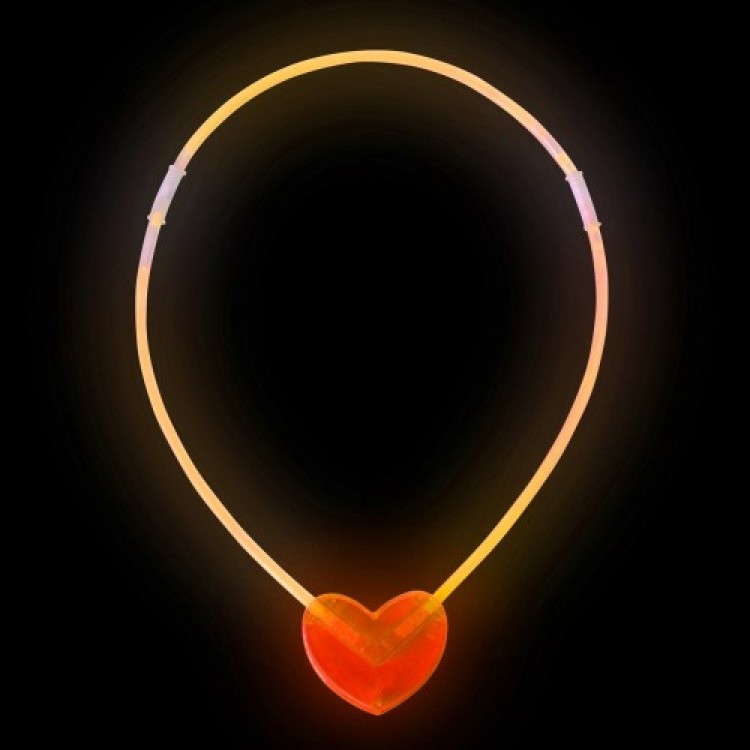Glow-in-the-Dark Heart-Shaped Necklace, 6 Pieces