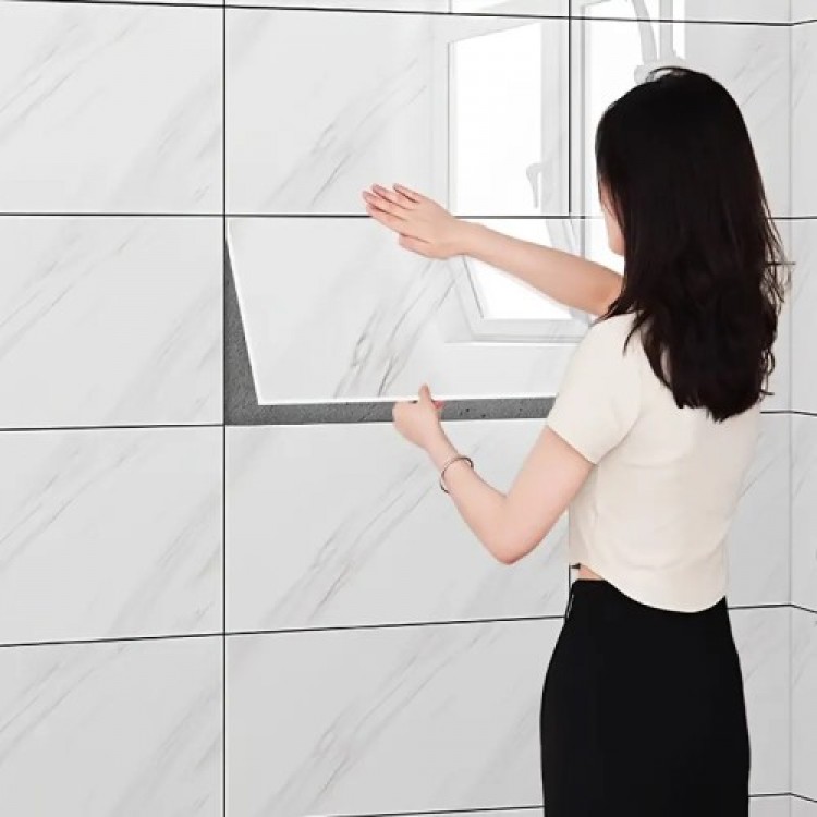 White Marble Patterned Aluminum Plastic Wall Sticker