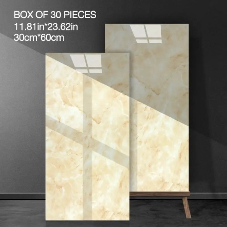 Yellow Marble Patterned Aluminum Plastic Wall Sticker