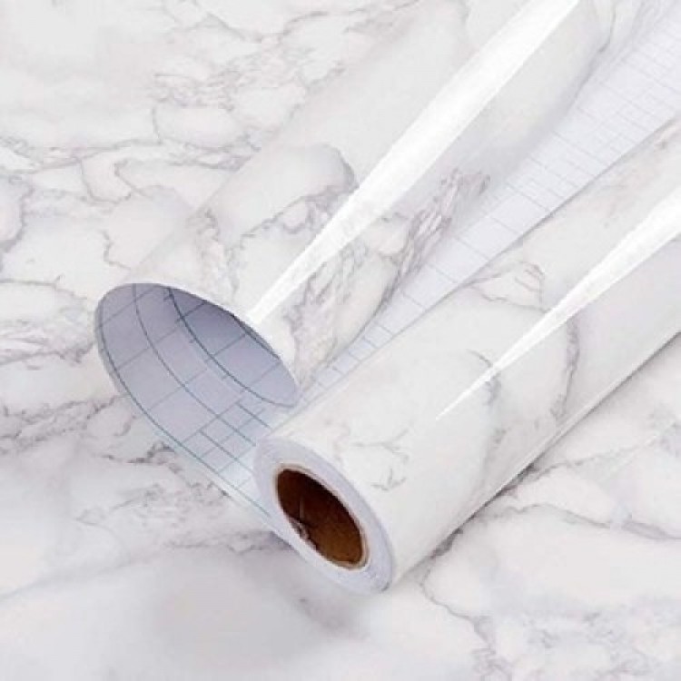 White Marble Patterned Adhesive Countertop Foil (3 m x 60 cm)
