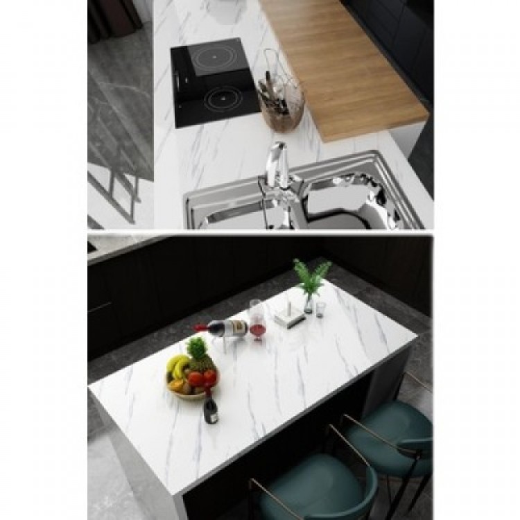 White Marble Patterned Adhesive Countertop Foil (3 m x 60 cm)