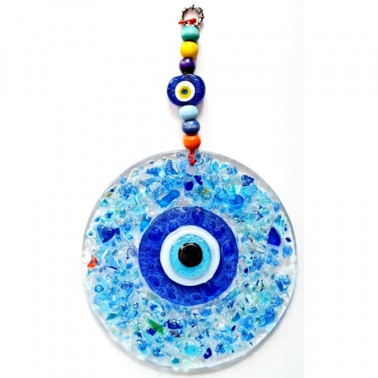 Blue Nazar Beaded Cut Glass Patterned Wall Decoration Nazar Blue Nazar Beaded Cut Glass Patterned Wall Decoration Nazar