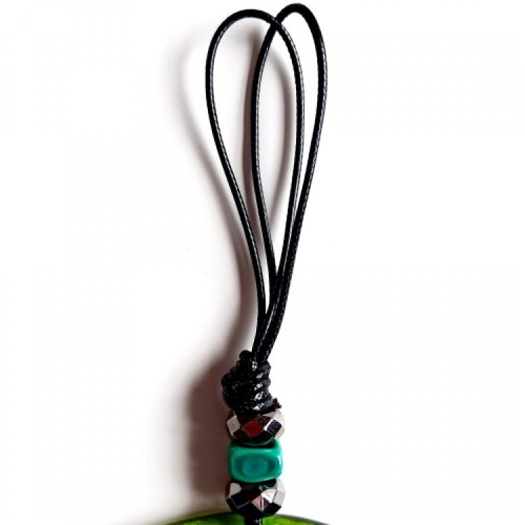 Transparent Green Handmade Wall Decoration with Blue Nazar Beads