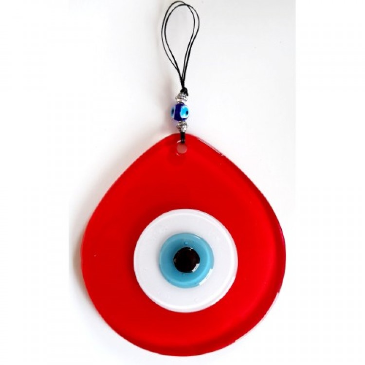 Handmade Wall Decoration with Red Drops and Evil Eye Beads