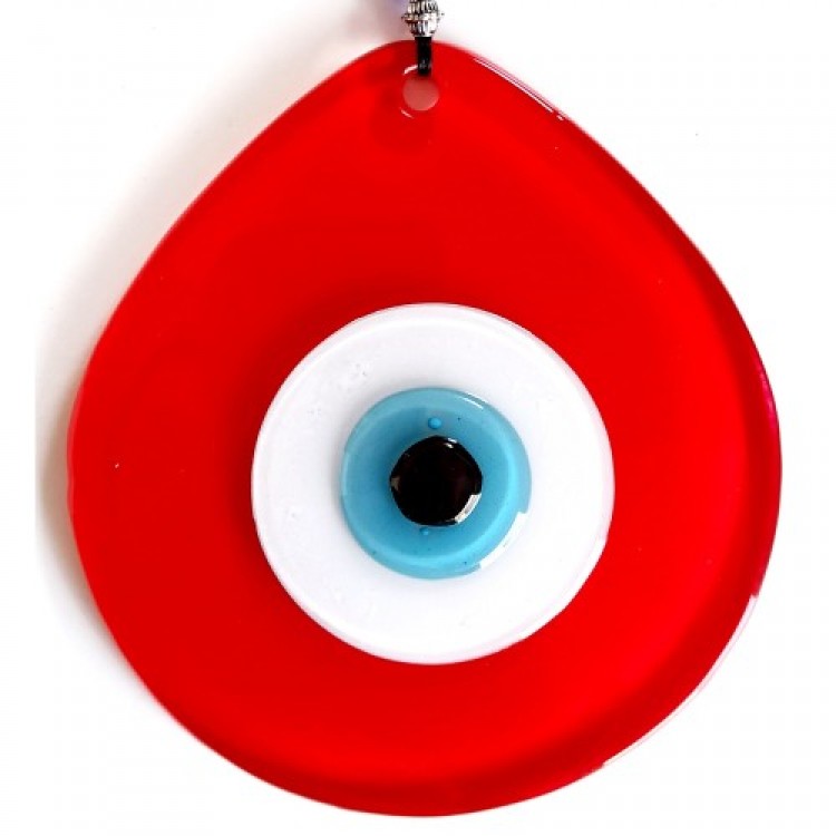 Handmade Wall Decoration with Red Drops and Evil Eye Beads Handmade Wall Decoration with Red Drops and Evil Eye Beads