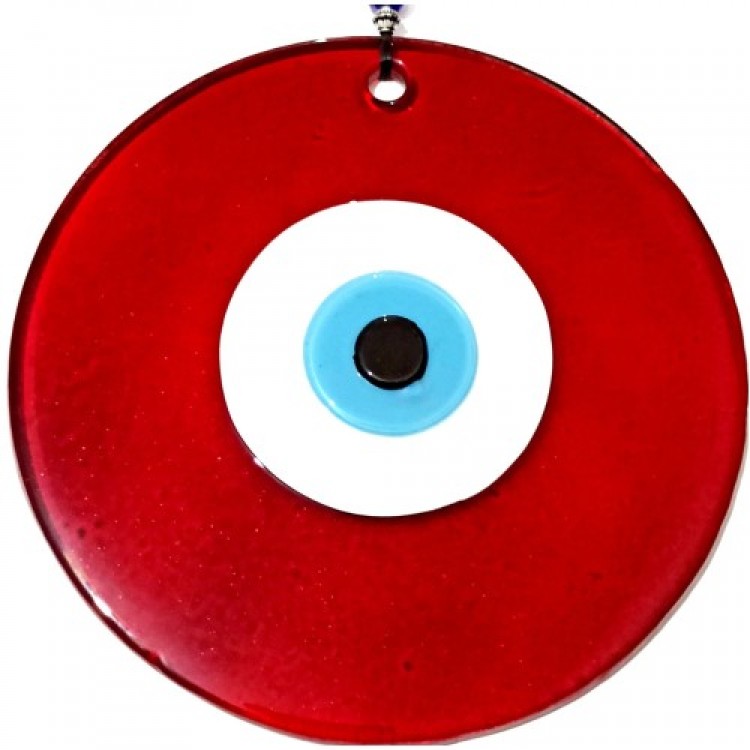 Red Glass Evil Eye Bead 16 Centimeter Handmade Wall Decoration