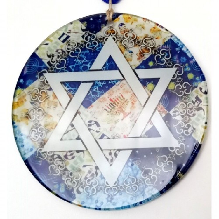 Star of David Symbol Fusion Glass Wall Decoration