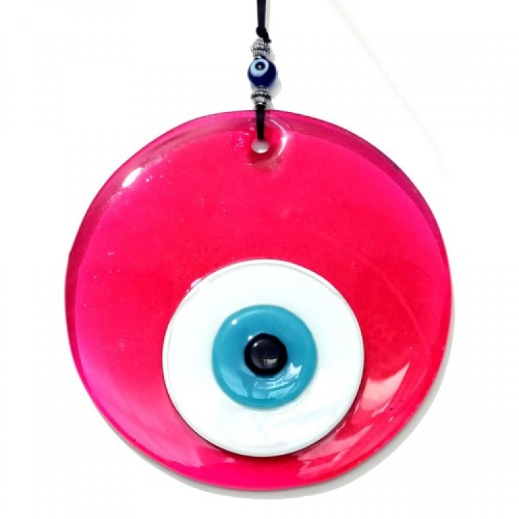 Transparent Pink Handmade Glass Evil Eye Bead Wall Decoration